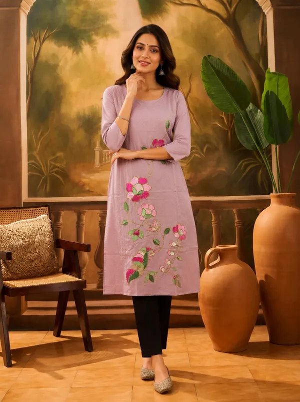 Lavender_Crepe_Straight_Floral_Embroidered_Kurta_For_Women