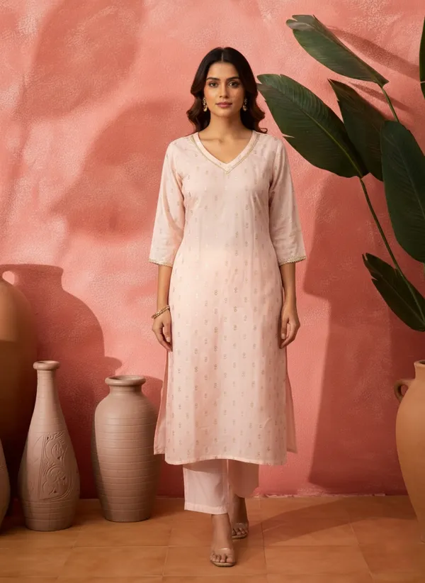 Peach_Crepe_Embroidered_Straight_Kurta_Set_For_Women