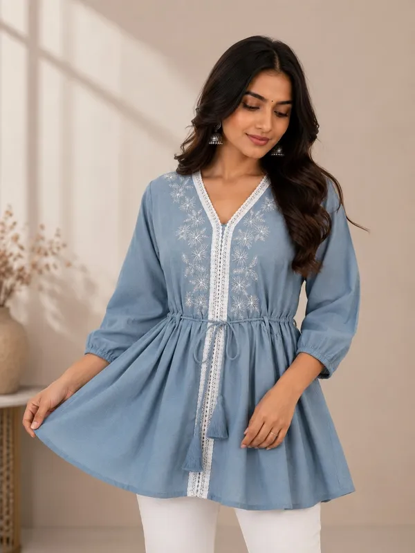 Grey_Roman_Silk_Flared_Tunic_Top_For_Women