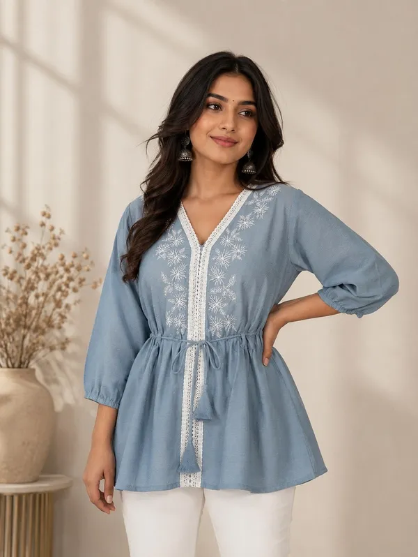Grey_Roman_Silk_Flared_Tunic_Top_For_Women