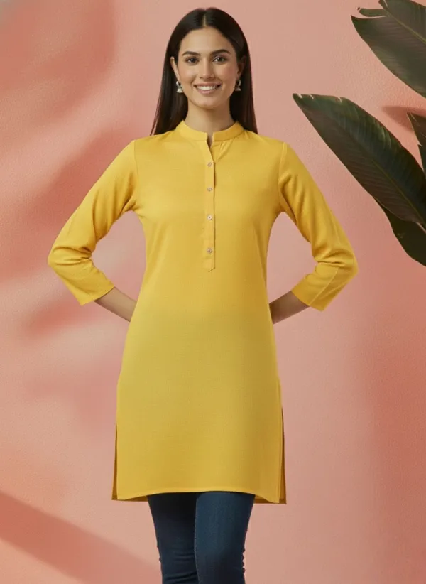 Yellow_Cotton_Straight_Kurti_For_Women