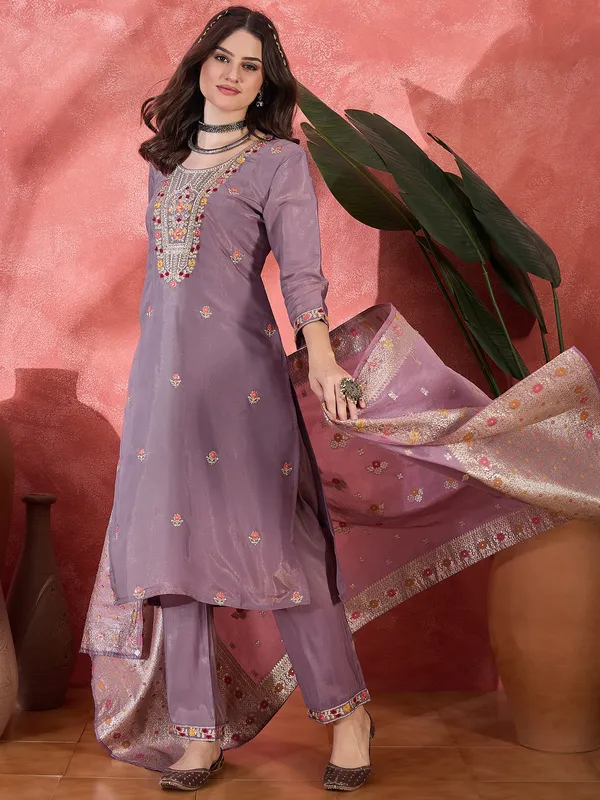 Purple_Cotton_Silk_Embroidered_Straight_Kurta_Set_For_Women
