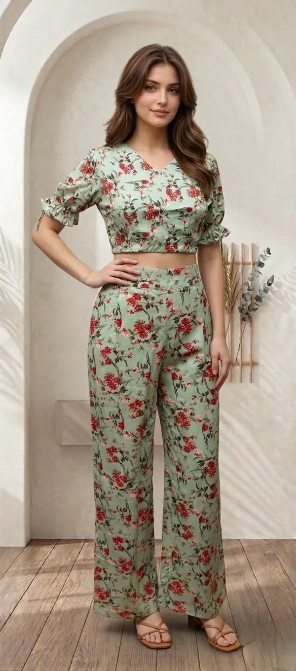 Mint_Vatican_Silk_Floral_Print_Crop_Top_And_Wide_Leg_Pants_Set_For_Women