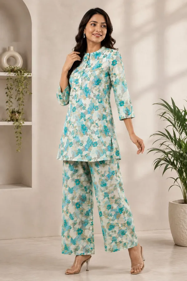 White_Silk_Blend_Floral_Print_Straight_Kurta_Set_For_Women