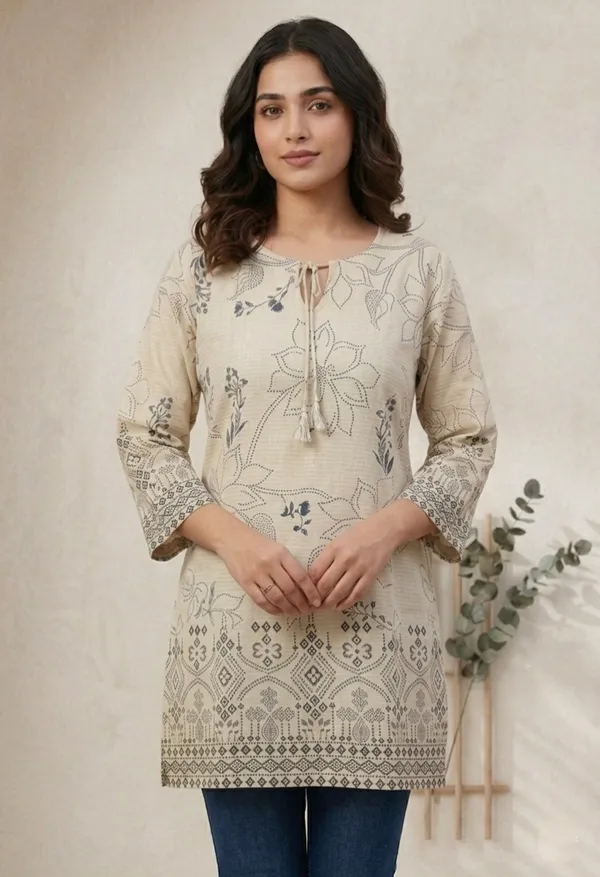 Off_White_Silk_Blend_Printed_Straight_Kurti_For_Women