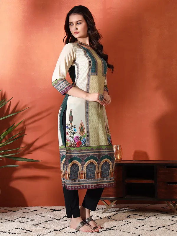 Yellow_Georgette_Printed_Straight_Kurta_For_Women