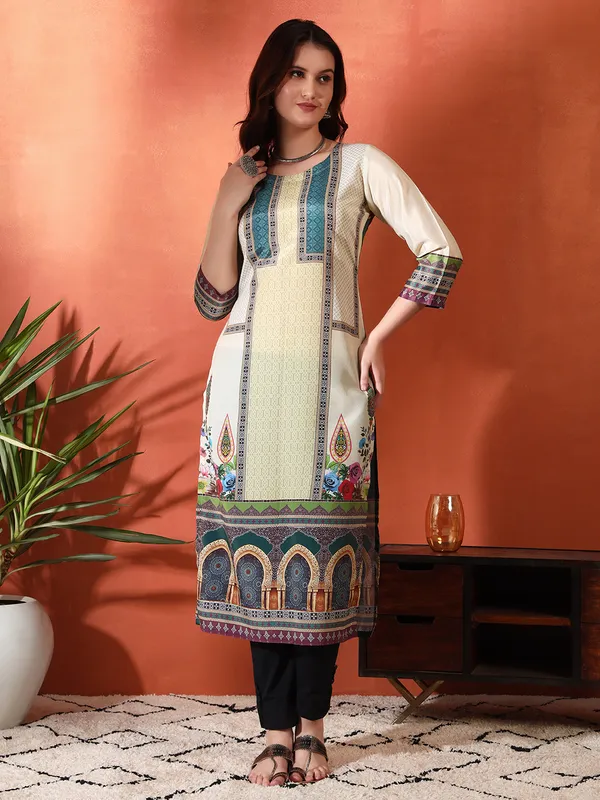 Yellow_Georgette_Printed_Straight_Kurta_For_Women