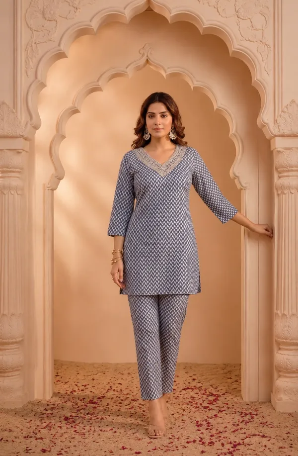 Black_&_White_Crepe_Printed_Kurta_Set_For_Women