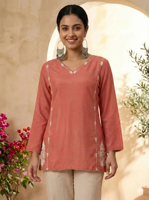Coral_Cotton_Embellished_Straight_Kurti_For_Women
