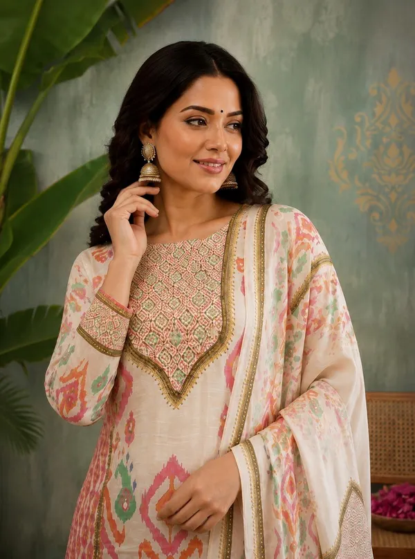 Cream_Cotton_Blend_Printed_Straight_Kurta_With_Dupatta_For_Women