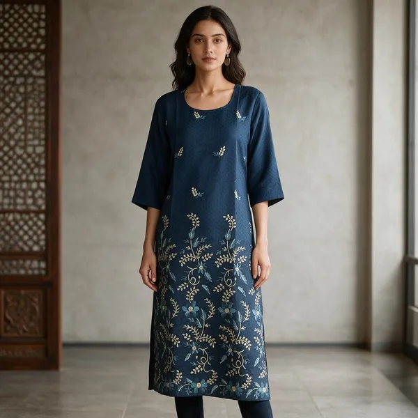 Navy_Blue_Crepe_Straight_Floral_Kurta_For_Women