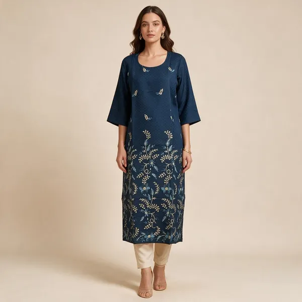 Navy_Blue_Crepe_Straight_Floral_Kurta_For_Women