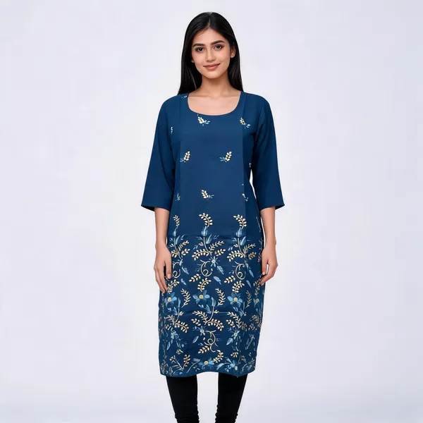 Navy_Blue_Crepe_Straight_Floral_Kurta_For_Women