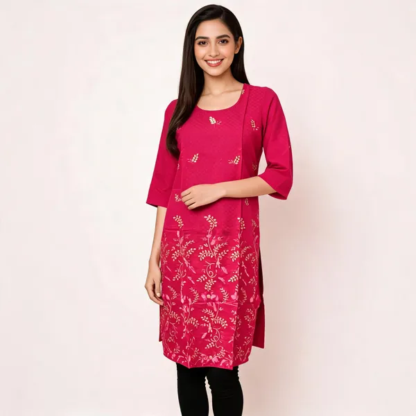 Magenta_Crepe_Straight_Floral_Kurta_For_Women