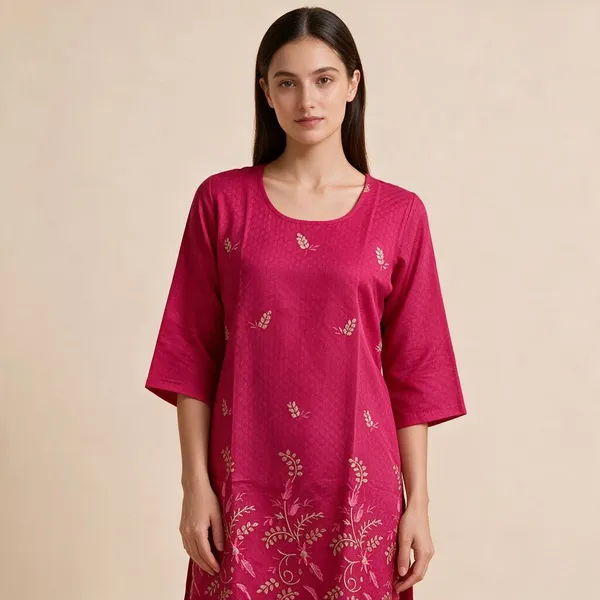 Magenta_Crepe_Straight_Floral_Kurta_For_Women