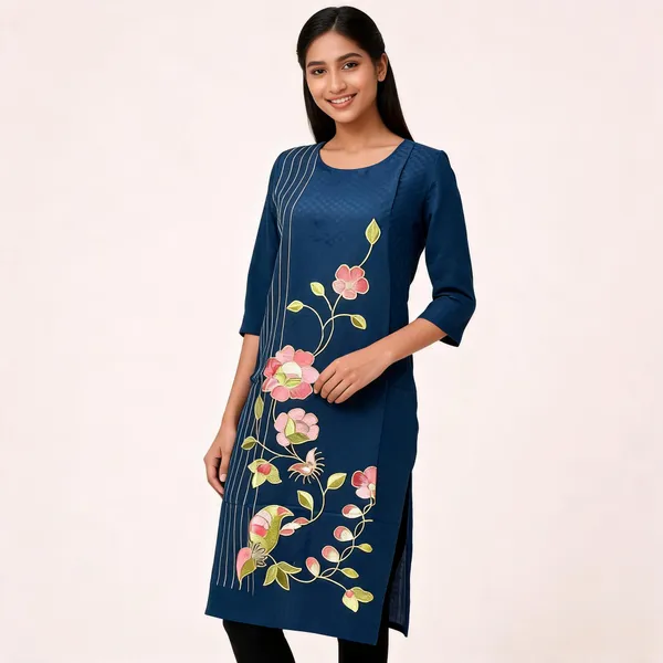 Navy_Blue_Crepe_Straight_Embroidered_Kurta_For_Women