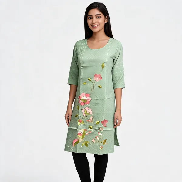 Mint_Green_Crepe_Straight_Floral_Kurta_For_Women