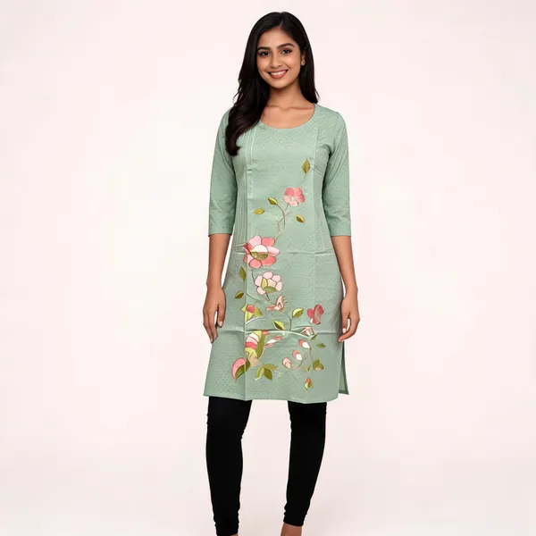 Mint_Green_Crepe_Straight_Floral_Kurta_For_Women