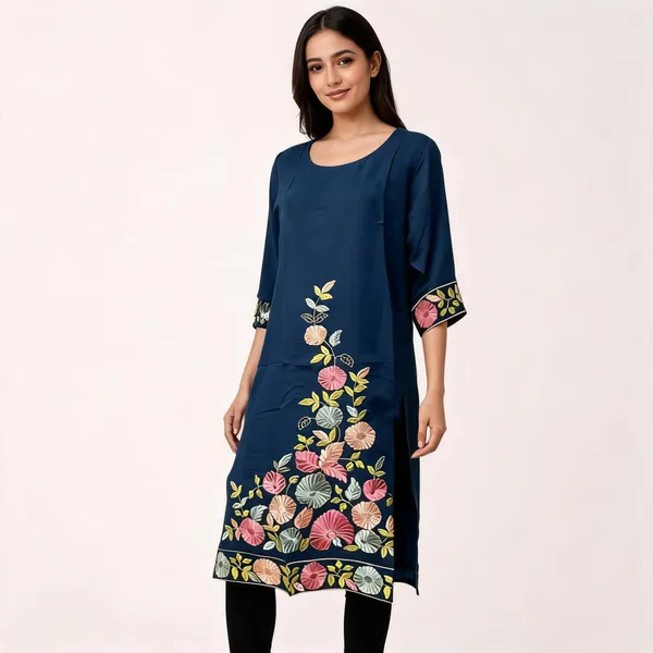 Navy_Blue_Crepe_Straight_Floral_Embroidered_Kurta_For_Women