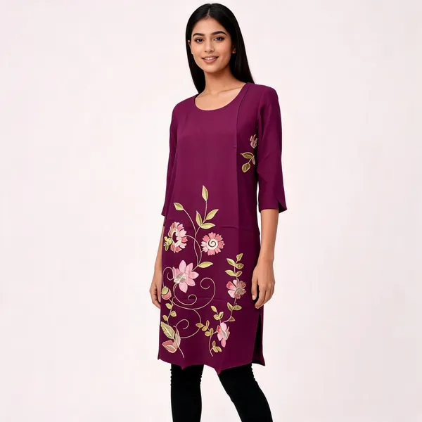 Purple_Crepe_Embroidered_Straight_Kurta_For_Women