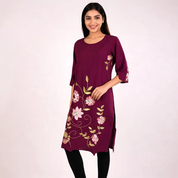 Purple_Crepe_Embroidered_Straight_Kurta_For_Women
