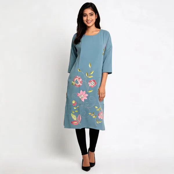Blue_Crepe_Embroidered_Straight_Kurta_For_Women