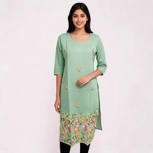 Mint_Green_Crepe_Floral_Embroidered_Kurta_For_Women