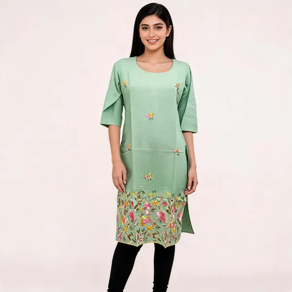 Mint_Green_Crepe_Floral_Embroidered_Kurta_For_Women