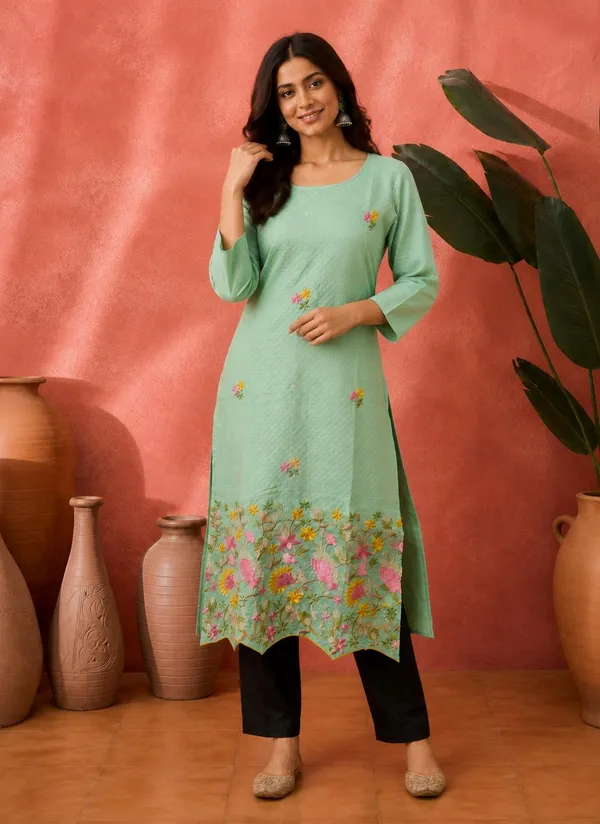 Mint_Green_Vatican_Silk_Floral_Embroidered_Kurta_For_Women