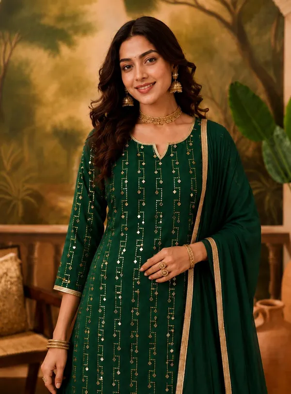 Green_Crepe_Embroidered_Kurta_Sharara_Set_For_Women