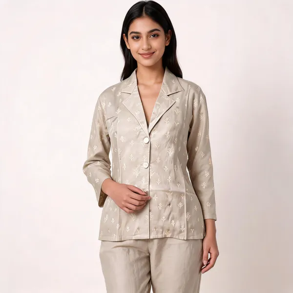 Cream_Dola_Silk_Embroidered_Tailored_Suit_Set_For_Women