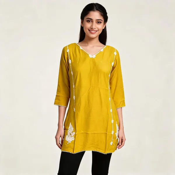 Yellow_Crepe_Straight_Fit_Kurta_For_Women