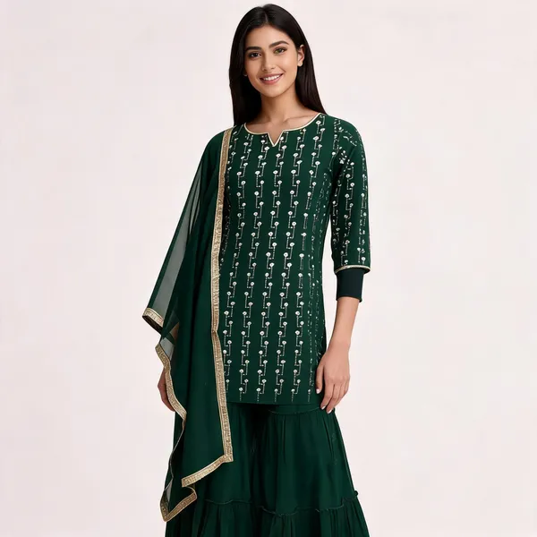 Green_Crepe_Embroidered_Kurta_Sharara_Set_For_Women