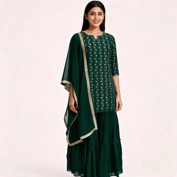 Green_Crepe_Embroidered_Kurta_Sharara_Set_For_Women