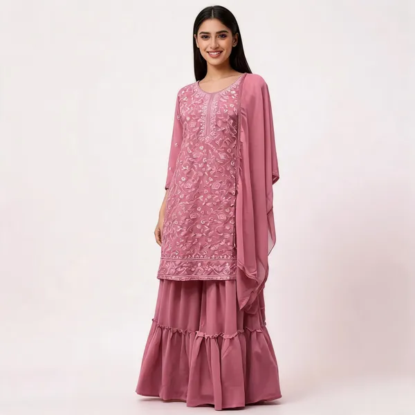 Pink_Crepe_Embroidered_Kurta_Sharara_Set_For_Women