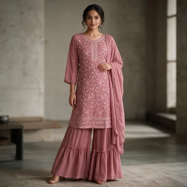 Pink_Crepe_Embroidered_Kurta_Sharara_Set_For_Women