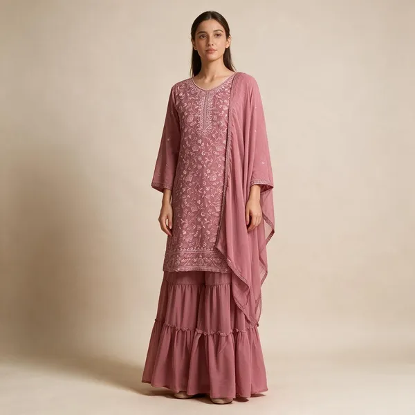 Pink_Crepe_Embroidered_Kurta_Sharara_Set_For_Women