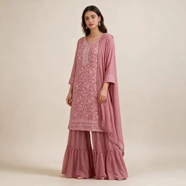 Pink_Crepe_Embroidered_Kurta_Sharara_Set_For_Women