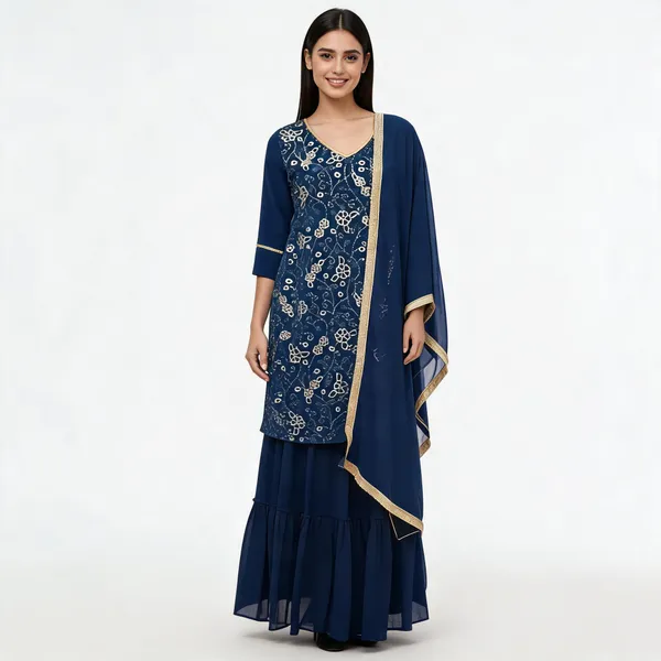 Navy_Blue_Crepe_Printed_Kurta_Set_For_Women