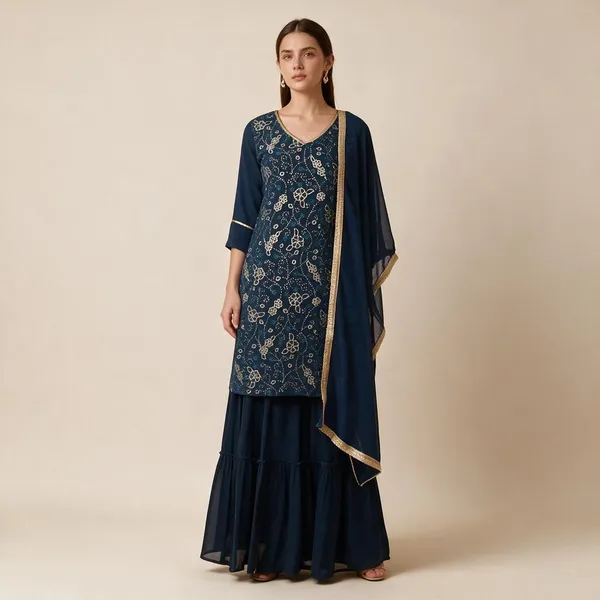 Navy_Blue_Crepe_Printed_Kurta_Set_For_Women
