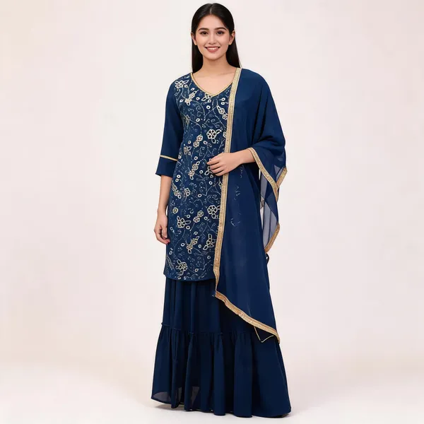 Navy_Blue_Crepe_Printed_Kurta_Set_For_Women