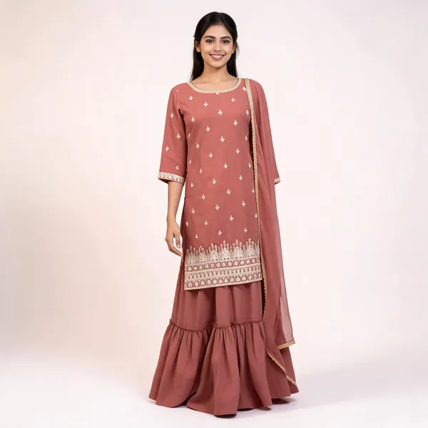 Dusty_Rose_Viscose_Rayon_Embroidered_Kurta_Sharara_Set_For_Women