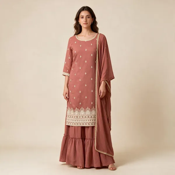 Dusty_Rose_Viscose_Rayon_Embroidered_Kurta_Sharara_Set_For_Women