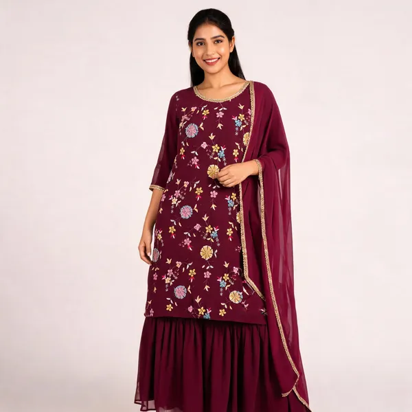 Maroon_Crepe_Embroidered_Flared_Suit_Set_For_Women