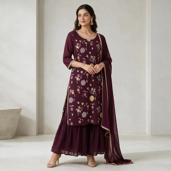 Maroon_Crepe_Embroidered_Flared_Suit_Set_For_Women