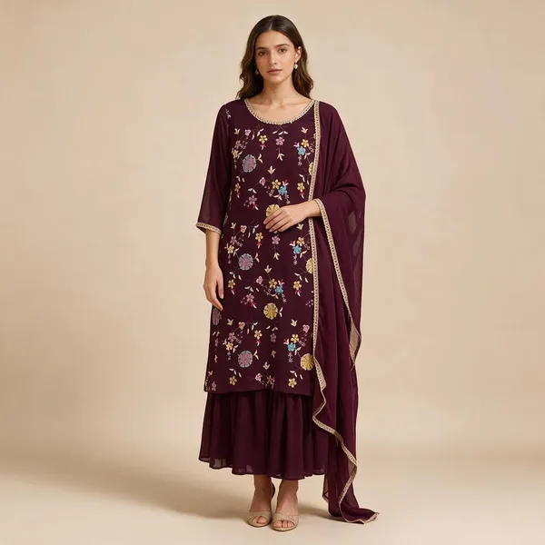 Maroon_Crepe_Embroidered_Flared_Suit_Set_For_Women