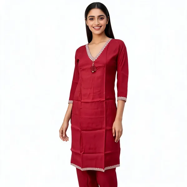 Maroon_Rayon_Straight_Fit_Kurta_Set_For_Women