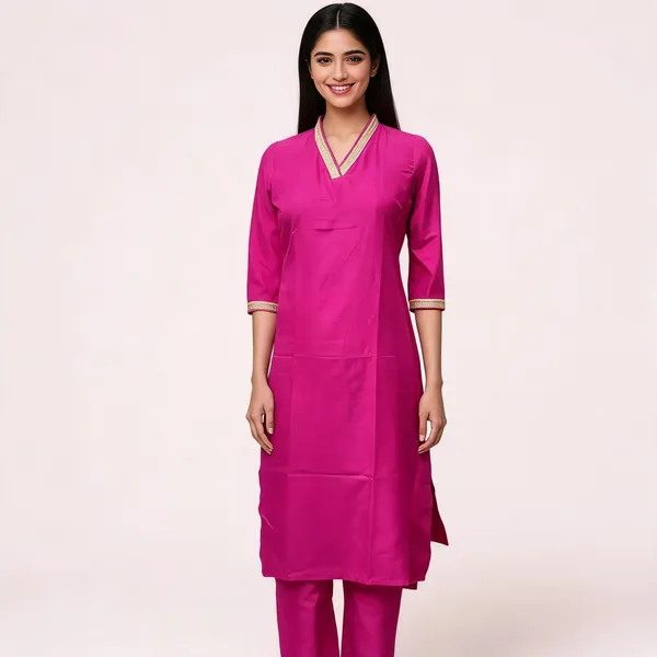 Magenta_Crepe_Straight_Kurta_Set_For_Women