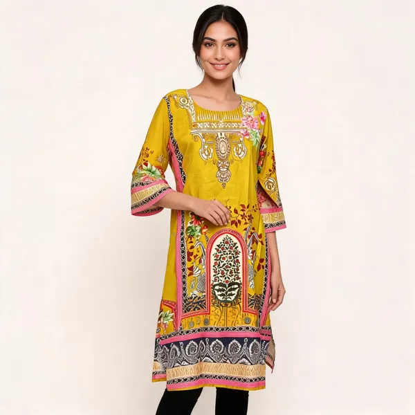 Yellow_Silk_Blend_Printed_Straight_Kurta_For_Women