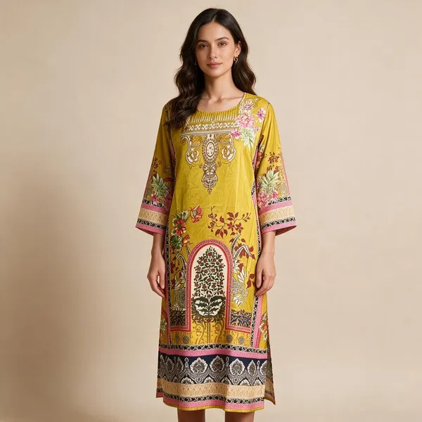 Yellow_Silk_Blend_Printed_Straight_Kurta_For_Women